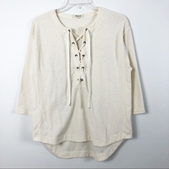 Madewell Libra Lace Up Ivory Tee - Picture 4 of 11